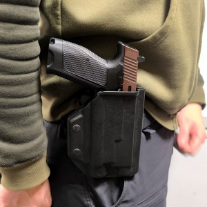 Компактная кобура МПЛ c Olight Baldr Pro, черная, кайдекс с выбором крепления [STRIKE GEAR]